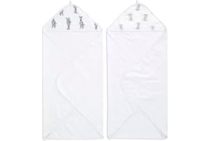 aden + anais Essentials 100% Cotton Hooded Towel for Boys & Girls, Soft Baby Bath Towel, Towel Wrap for Kids, Toddlers & Infants, Safari Babes, (Pack of 2)
