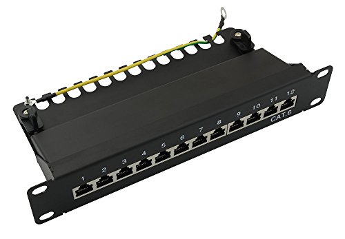 LogiLink Professional Cat.6 (250 MHz) Patchpanel - Verteilerfeld, 10", STP (geschirmt) 12-Port (RJ45)