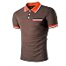 Produktbild ASHOP Herren-Buttons Design Halber Cardigans Short Sleeve Slim Fit Casual T-Shirt (M, Braun)