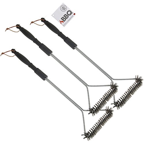 3 Stück Grillbürste 3 seitige XXL 55 cm Reinigungsbürste Grillschaber Edelstahl