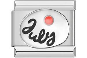 MON & SONS M&S Jan to Dec Birthday Birth Stone Date Anniversary Month 9mm Italian Link Charm Compatible With Nomination Bracelet