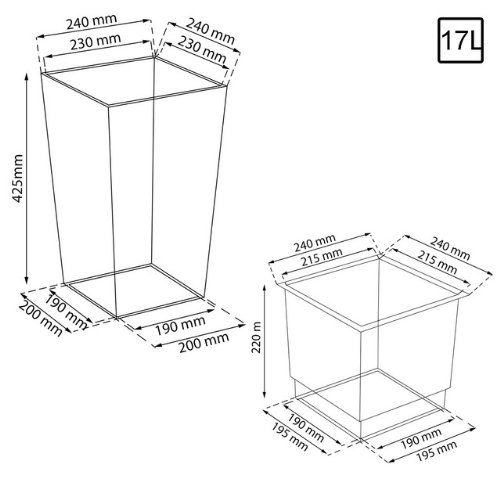 Dekoratives 3er Set Blumenkübel Blumentopf schiefer grau glänzend Pflanzeinsatz Coubi Serie - 5