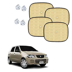 Sykit Car Window Shade, Auto Sunshade for Blocking UV Ray and Protecting Sunshade for Maruti Suzuki Alto (Set of 4), Beige