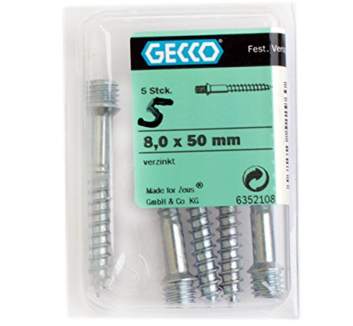 Preisvergleich Produktbild 5 Stk. Gecco Ansatzschrauben 8x50mm verzinkt 6352108 -gb