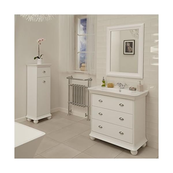 900 Vanity Unit with Basin for Bathroom Ensuite - Soft Closing Traditional Storage in Matte White Finish - 3 Deep Fill Drawers - Inset Ceramic Hand Wash Sink - (Dimensions ** Furniture Cabinet - Height: 835mm, Width: 745mm, Projection: 425mm, Drawer Depth: 400mm ** Basin Height: 80mm, Basin Width: 915mm, Basin Projection: 485mm) - Image 6