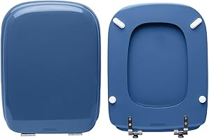 HYDRO HOME Copriwater Ideal Standard Conca Come Originale, Tavoletta Wc In Legno Rivestito Di Resina Poliestere Con Cerniere INCLINATE,Asse Wc MADE IN ITALY (BLU FONDALE)