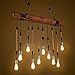 Produktbild Pendelleuchte Retro Industrial Hängeleuchte Höhenverstellbar Vintage Metall Kronleuchter für E27 Glühbirne Pendellampe Holz für Esstisch Küche Wohnzimmer Bar Cafe (10 Lights)