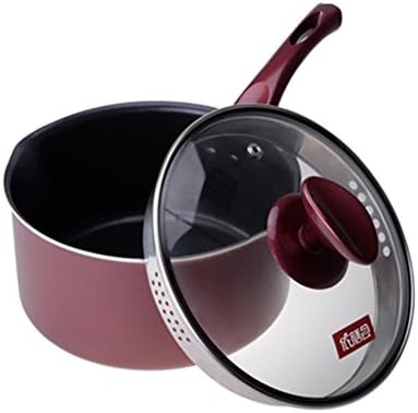 Milk cookware pots,Aluminum alloy sauce pan with glass lid , Perfect size for heating smaller liquid portions 7 Inch 18cm-D