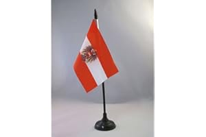 AZ FLAG - Tischflagge Österreich Mit Adler - 15x10 cm - Österreichische Tischfahne 10 x 15 Cm - Flaggen