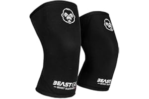 Beast Gear Beast Sleeves Pro – Genouillères de compression avancées en néoprène double épaisseur 7 mm pour le soutien et la protection. Haltérophilie, Crossfit, Powerlifting, Strongman, Squats,