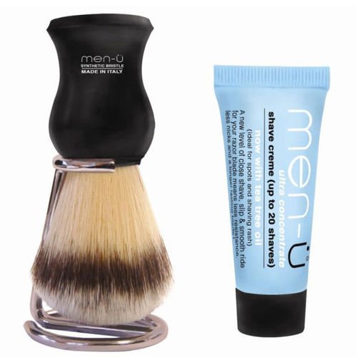 Premier Synthetic Bristle Shaving Brush & Stand - Black