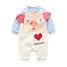 Produktbild Ears Baby Girls Clothing Set Newborn Neugeborenes Baby JungenInfant Baby Mädchen Langarm Cartoon Schwein Liebe Print Strampler Overall Outfits Overall Cap Outfit Romper Outfits (80, Pink)