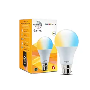 wipro Wi-Fi Enabled Smart LED Bulb B22 9-Watt Compatible with Amazon Alexa and Google Assistant (White and Yellow)