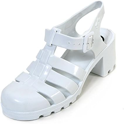 JuJu Women's Babe Jelly PVC Buckle Heel White-White-6