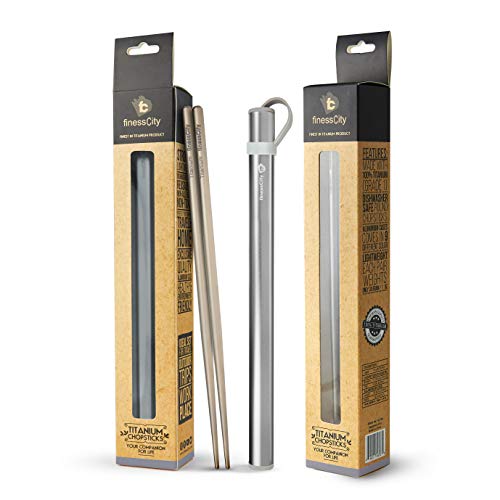 Baguettes en titane Extra-Léger Ultra Léger Professionnelle (Ti), Baguettes Livrées avec Étui en Aluminium de Qualité Exclusive Exclusif (Gris)