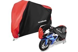 NEVERLAND Housse Moto, 210D Bache Moto Housse de Protection pour Moto Exterieur, Doublure Imperméable, Résistant à la Ppoussière, aux Hautes Températures et aux UV, Noir Rouge XXXL
