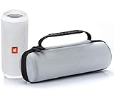 L3 Tech Étui Rigide Housse de Transport pour JBL Flip 4 / JBL Flip 3 sans Fil Enceinte Portable Bluetooth,Adapté au câble USB et au Chargeur Mural - Silver