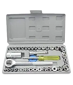 HRK Wrench Tool Kit and Screwdriver and Socket Set 40 in 1 Screw Driver Set Automobile Motorcycle Tool Box Set Hardware Auto Car Repair Wrenches Set for Home Use (Multicolor/stainless steel)