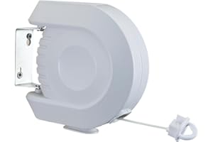 ST-262-RETRACTABLE-CLOTHE15M Metaltex Single Line 15 m Outdoor Retractable Washing Line, White, 957