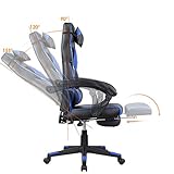 FIXKIT Chaise Gaming en Cuir, Chaise de Bureau Ergonomique,Fauteuil de Jeu, Hauteur de Siège/Accoudoirs Règlable, Dossier Inclinable 155°, Charge Max. 160 kg