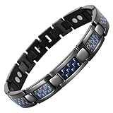 Willis Judd Mens Blue Carbon Fibre Titanium Magnetic Bracelet Adjustable In Gift Box