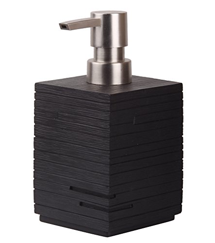 Seifenspender, viele schöne Seifenspender zur Auswahl, hochwertige und stabile Qualität mit Edelstahlpumpe, modernes Design (Calero Black) - 2