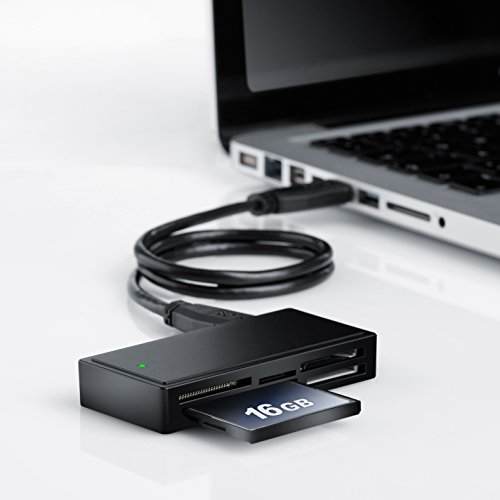 CSL – USB 3.0 Multi Cardreader / Multi-Kartenlesegerät | Super Speed Kartenleser extern | max. 5Gbit/s | parallele Auslesung von mehreren Speicherkarten | Plug & Play | MAC & PC | XD-memory # MS/MS PRO Duo # microSD # microSDHC # microSDXC # SD # SDHC # SDXC # CF # SD/ MicroSD Class 10/ UHS-1 | Power-LED | schwarz - 4