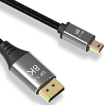 CABLEDECONN Mini DP to DisplayPort 8K Cable 8K(7680x4320)@60Hz 4K@144Hz DisplayPort 1.4 Bi-Directional Transmission DisplayPort to Mini DisplayPort 8K Cable 3M