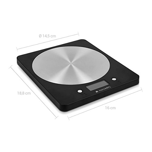 Navaris Digitale Küchenwaage mit LCD Display – Präzise elektronische Design Waage mit max 5 kg in Silber Schwarz Briefwaage Feinwaage - 3