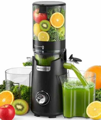 ACOQOOS Estrattore Frutta e Verdura, 132 mm Bocca Extra-Larga, Capacità 1,8 L, Motore da 280 W, BPA Free, Facile da Smontare e Pulire, Nero