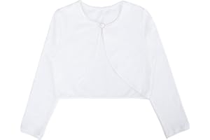 BALAYSIER Ballett Jacke für Mädchen Langarm Ballettjacke Kinder Rundhalsausschnitt mit Knöpfen Tanztops für Tanztraining Gymnastik