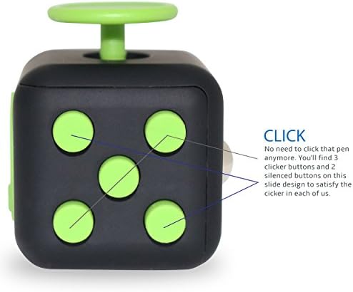 Fidget Cube Toy Anxiety Attention Stress Relief Stocking Stuffer For Childern And Adults (Black-Green)