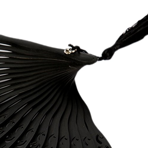 Spitze Fächer Schwarz – Sevada Japanische Handfächer Karnevals Party Hochzeit Dekoration Tanzabend Geschenk Maske - 4