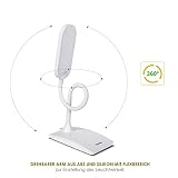 DECKEY 6W Schreibtischlampe LED Tischlampe mit Schwanenhals 3 Helligkeitsstufen dimmbar, TOUCHFELD, FX002 (Weiß) - 4