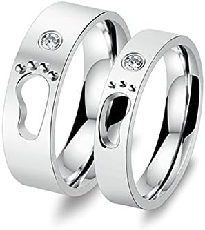 Jasmineees Jewellery Stainless Steel Womens Ring Round Shape CZ Cubic Zirconia Footprint Simply Classic Anniversary Engagement Wedding Band Ring for Womens White Size P 1/2