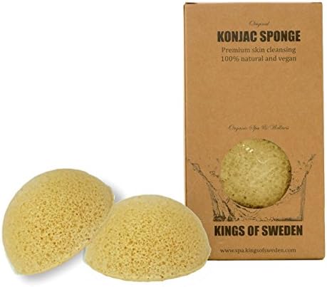 Kings of Sweden Konjac Sponge Turmeric – 2x 400 ml Facial Cleaning Sponge for all Skin Types – 100% Natural, Vegan, Sustainable, fully biodegradable.