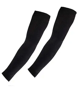 Aadishwar Creations HGM84 Men's Black Fingerless Bike Riding Arm Sleeves-Set of 2