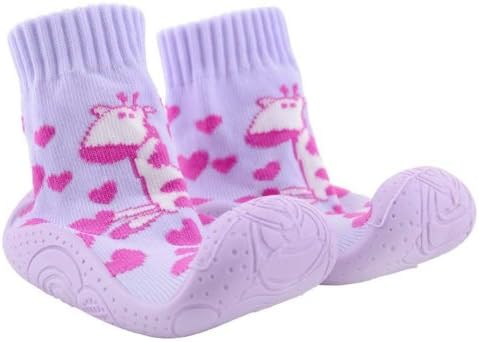 Baby Girls Soft Touch Indoor/Outdoor Infants Sneekers - Rubber Soled 9 - 21 months (12cm-14.1cm) (9 - 12 Months (Up to 12cm), Lilac Giraffe)