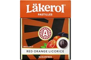 Cloetta Lakerol Red Orange Licorice pastillas 10 cajas of 25g