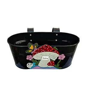 Kraftsplanet Indoor Garden or Balcony Decor Single Metal Mushroom Design Railing Planter with Detachable Hooks.