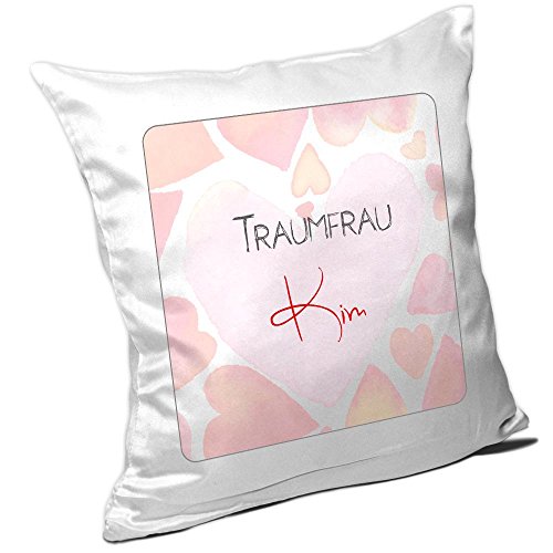 Kissen mit Namen Kim und schönem Motiv für die Traumfrau zum Valentinstag - Namenskissen - Kuschelkissen - Schmusekissen