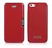 Produktbild Luxus Tasche für Apple iPhone SE , iPhone 5S und iPhone 5 / Case Außenseite aus Echt-Leder / Innenseite aus Textil / Schutz-Hülle seitlich aufklappbar / ultra-slim Cover / Farbe: Hell-Rot