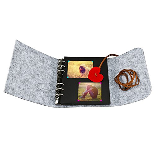 Foonii Foto Album, DIY Familienfoto Album Jahrestag Skizzenbuch, Hochzeit Album-60Pages, aus Filz (Grau) - 2