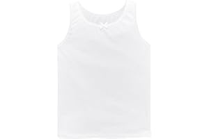 COSHAL® 1 Girls Vests Tops 100% Cotton White Top Girls Sleeveless Undershirts Summer Top Vest Every Day wear Girls Back to School Vest (One Vest)