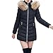 Produktbild BBring Damen Mode Outwear, 2017 Neuer Frauen Slim Fit unten Jacken Winter Warmer Unten Mantel mit Gefälschter Pelz mit Kapuze Parka Jacken Mantel (M, Schwarz)