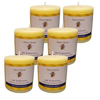 Floryn Decor Beeswax Pillar Candle | Natural Beeswax Candle | Size 2 by 2 | Lavender | Set of 6