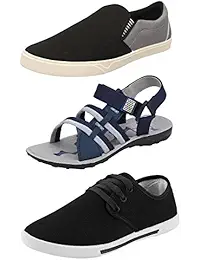 Chevit Men's Combo Pack of 3 Casual Sneakers, Sandals & Floaters