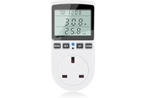 KETOTEK Power Meter Plug Energy Monitor, Electricity Usage Monitor 11 Modes with LCD Display, Power Consumption Meter Socket Overload Alarm KWH Amp Volt Watt Meter