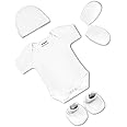 ARVESA New Born Baby Clothes Set 0-3 months Pack of 4 Rompers Upto 12 Months Baby Dress for Born 0-3 Months with Rompers, Caps Mittens and Booties For New Born Baby