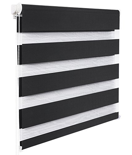 WOLTU VH5526an-a Duo Rollo Doppelrollo , Seitenzugrollo Easyfix , lichtdurchlässig und verdunkelnd , Klemmfix ohne Bohren , Anthrazit , 65cmx150cm